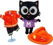 Плюшена играчка Черна котка Майло Milo сменяемо облекло на пожарникар, снимка 6