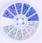 кутийка 3D декорация за нокти маникюр полу кръг перлички седеф перлени синьо лилави