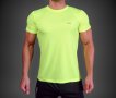 Спортни тениски за фитнес и тичане от бързо съхнеща материя - сигнално зелено