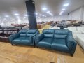 Петролено сини кожени дивани две двойки - естествена кожа, снимка 5