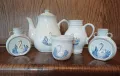 Керамичен чайник, каничка, чаши с лебеди, снимка 1