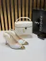 Yves Saint Laurent Дамски Бели Обувки Със Златисти Акценти На Ток Код SEM-246, снимка 2