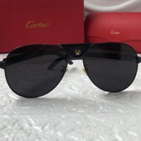 Cartier 2022 мъжки слънчеви очила с кожа , снимка 3 - Слънчеви и диоптрични очила - 37339147