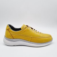 Дамски спортни обувки от естествена кожа в жълто , снимка 2 - Дамски ежедневни обувки - 40462642