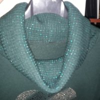  Дамска блуза поло тъмнозелено със сърце, снимка 5 - Блузи с дълъг ръкав и пуловери - 30212655