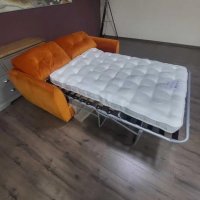 Оранжев диван от плат двойка с функция сън, снимка 5 - Дивани и мека мебел - 42541007
