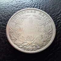 Стара сребърна монета 1892 г. буква D  Германия -уникат,много малък тираж + КУРИОЗ /липсващи букви/, снимка 1 - Нумизматика и бонистика - 33885713