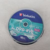 Verbatim DVD-RW, презаписваем, 4.7 GB, 4x, 10 броя в шпиндел, снимка 1 - Други - 40263616