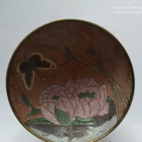 месингова купа,декорирана с емайл, снимка 4 - Антикварни и старинни предмети - 35003601