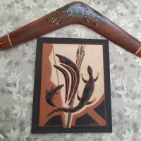 Стара аборигенска кожена картина , снимка 7 - Антикварни и старинни предмети - 29414344