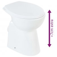 Висока тоалетна без ръб плавно затваряне +7 см керамика бяла, снимка 9 - Други стоки за дома - 38387211