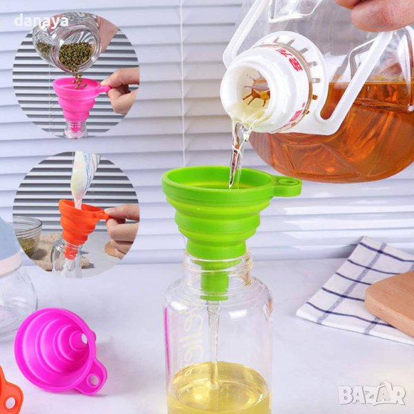 4030 Малка кухненска сгъваема силиконова фуния, снимка 1