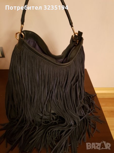 Синя кожена чанта, снимка 1