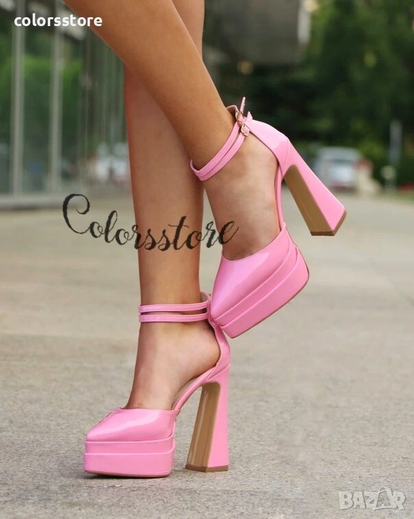 Сандали на ток - розов лак - VTK2(3), снимка 1