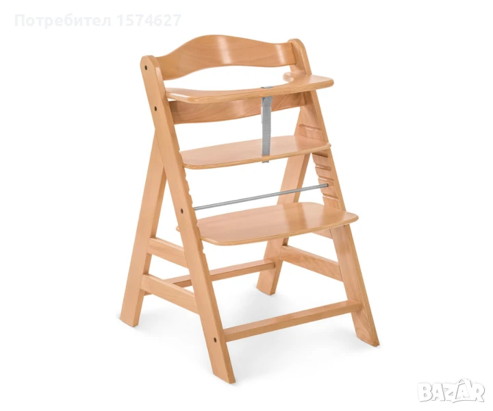 Детско дървено столче за хранене Hauck Alpha+, Natural, снимка 1
