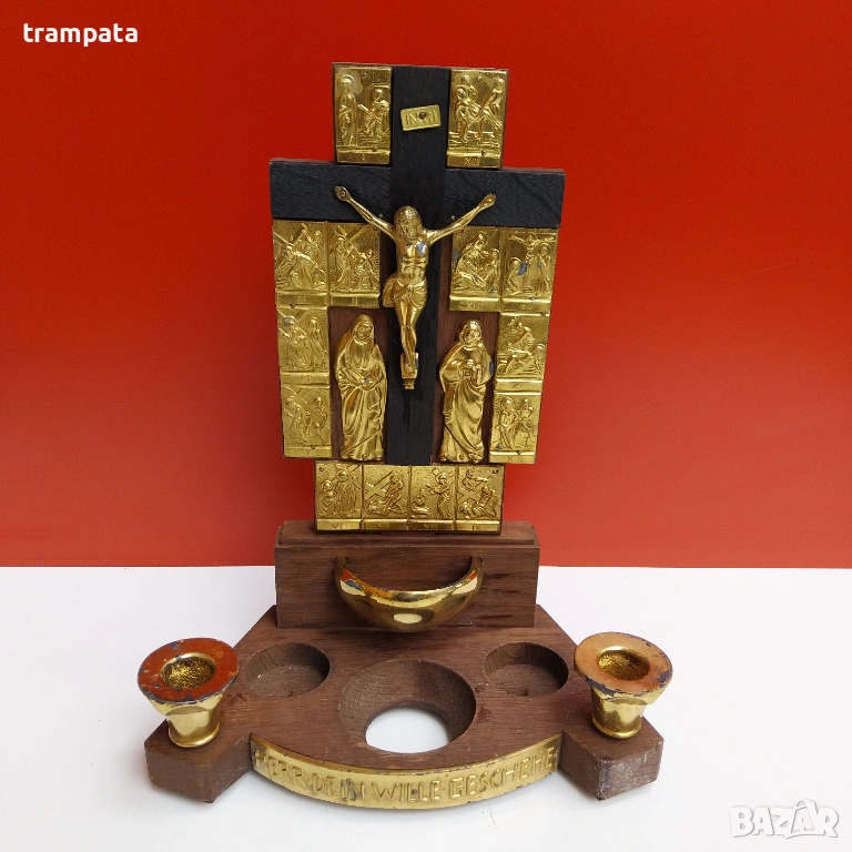 НАЙ ДОБРАТА ОФЕРТА Стар Домашен олтар , свещник , молитва, икона ,исус, разпятие, снимка 1