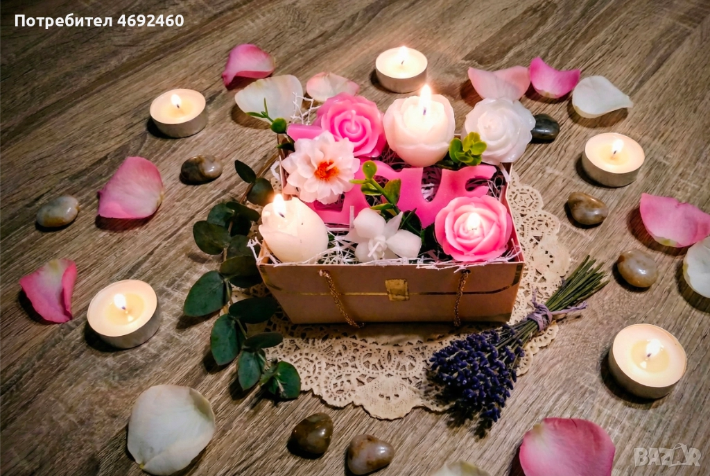 💖 Уникален подарък: Ръчно изработени ароматни свещи в кутия, снимка 1