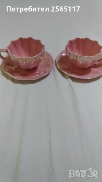  Сервиз  за чай перленорозав порцеланов  за двама, снимка 1