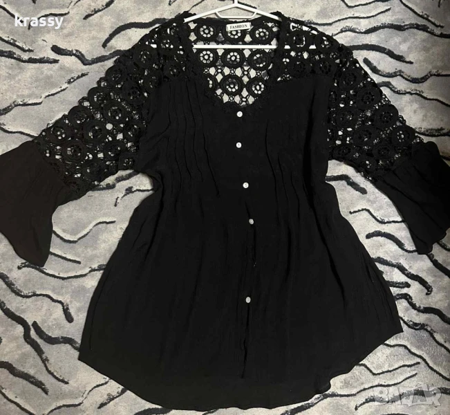 Страхотна макси лятна дамска риза с дантелен гръб (размер ХЛ), снимка 1