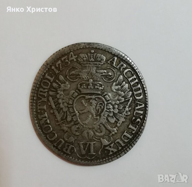 VI кройцера 1734г. Karl VI, снимка 1