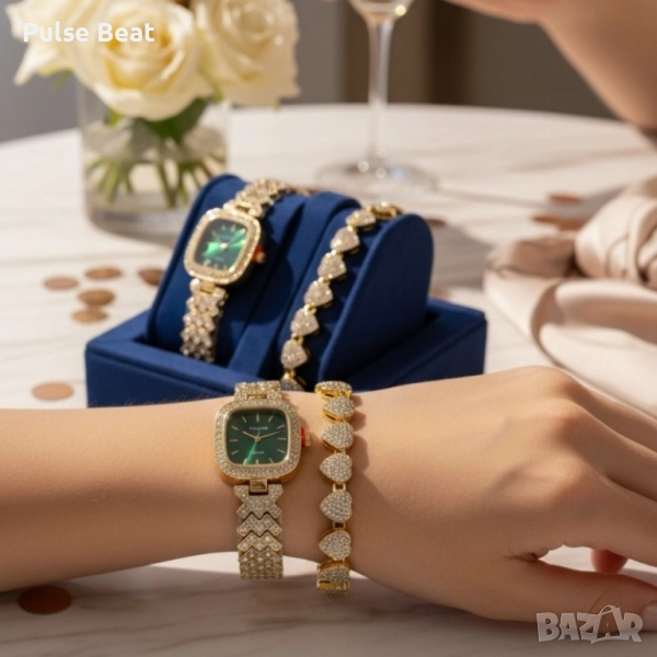 Елегантен дамски часовник с гривна – решение за подарък и ежедневен блясък, снимка 1