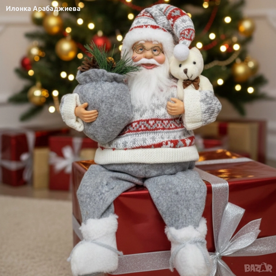 Голям Дядо Коледа с торба и мече - Атмосфера, уют и празничен стил, снимка 1