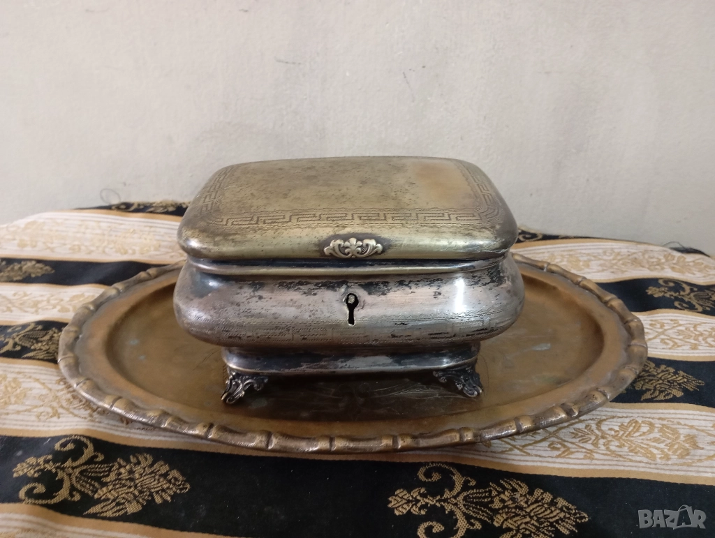 кутия за бижута с поднос арт деко, снимка 1