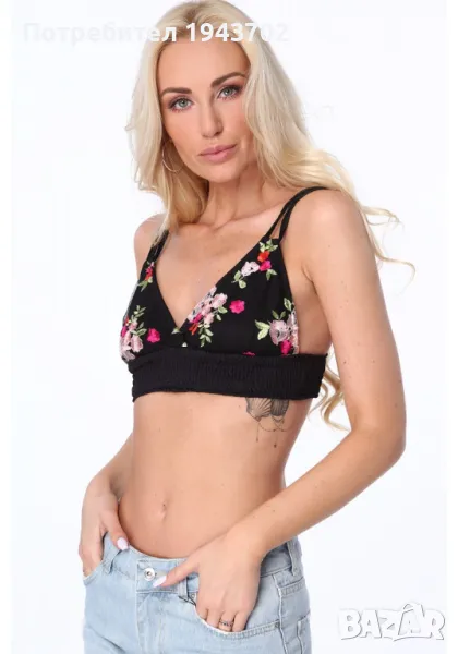 Дамски къс топ в черен цвят ZZ352, снимка 1
