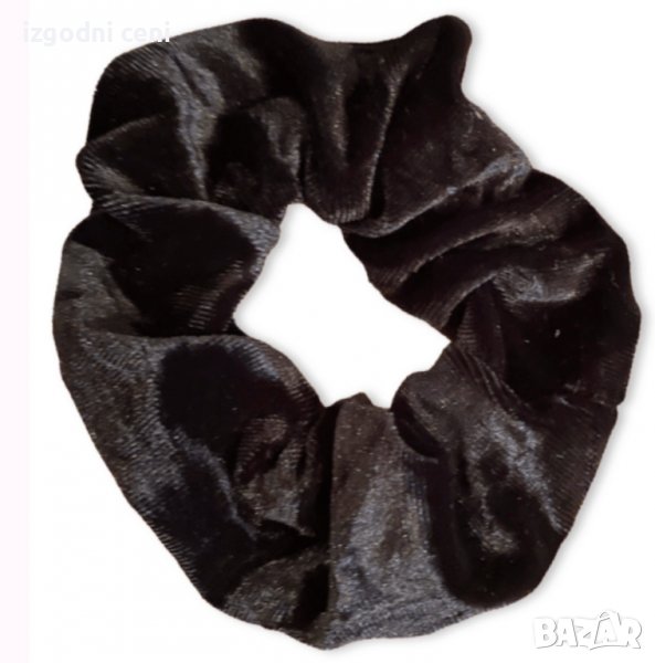 Скрънчи за коса, черно, плюш, снимка 1