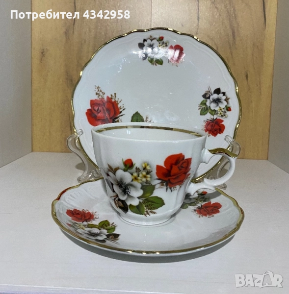 Vintage.Wunsiedel.1960-1970 г.Порцеланов комплект с рози., снимка 1