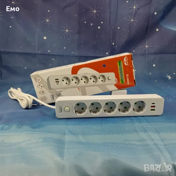Разклонител 5 гнезда 2 бр usb,Type C 2500W, снимка 1