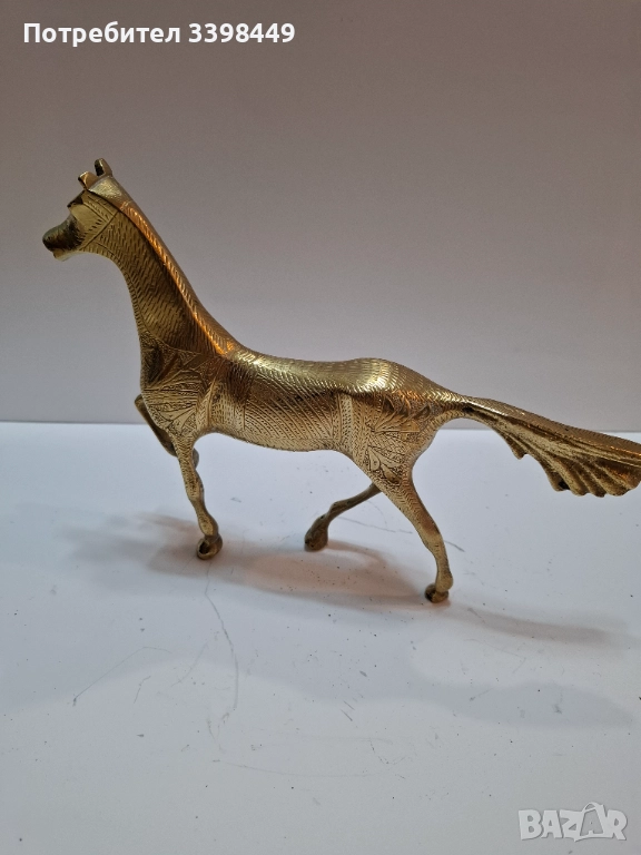 Винтидж месингова статуетка на кон , снимка 1