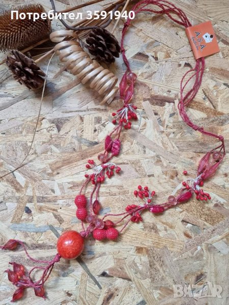 Винтидж дълго колие в червено - модел 3, снимка 1