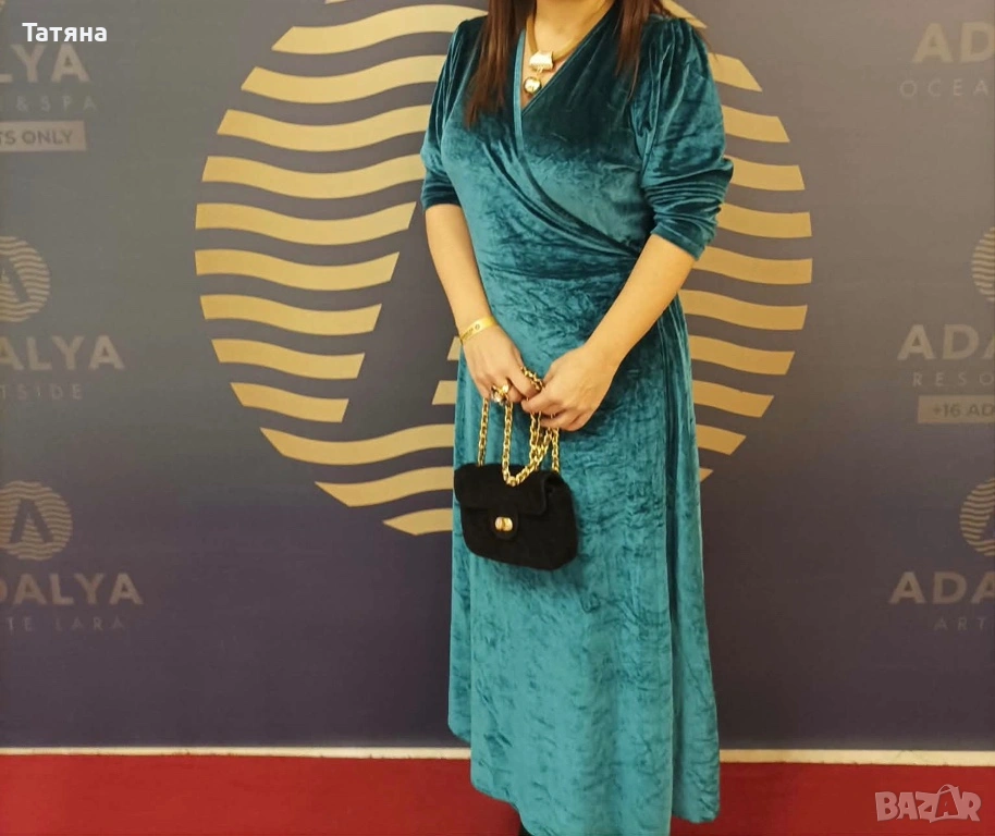 Тюркоазна рокля от плюш до 2 ХЛ, снимка 1