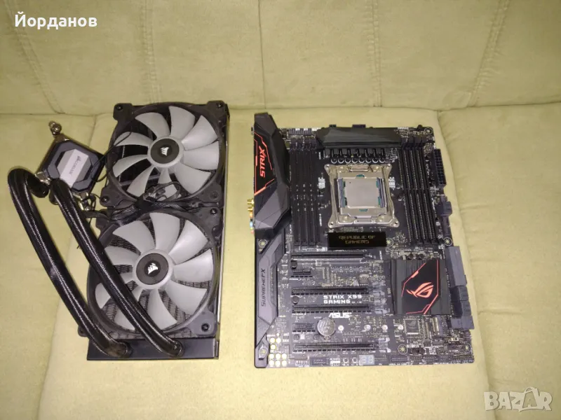 Asus Rog Strix X99 Gaming LGA2011 + Core i7 -6850k.+водно Corsair, снимка 1