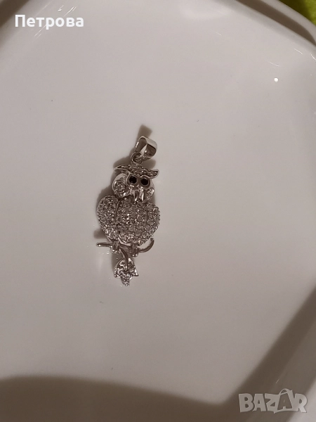Нова сребърна висулка с бухал и камъни Сваровски , снимка 1