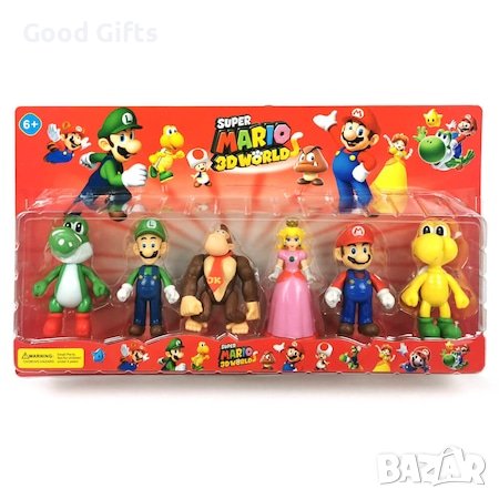 Комплект Фигури Супер Марио, Super Mario, 6 бр, снимка 1