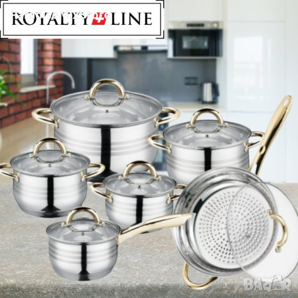 Комплект тенджери и тиган Royalty Line RL-1231G, 12ч.,16К/16/18/ 20/24/24Tсм.,, снимка 1