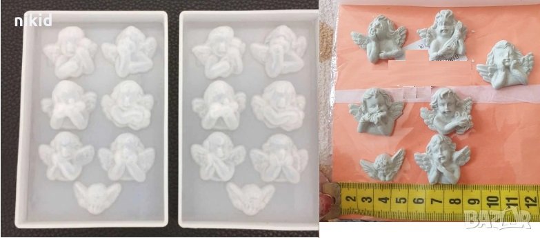 7 бр Ангел Ангелче различни пози силиконов молд форма фондан шоколад гипс смола пита украса декор то, снимка 1
