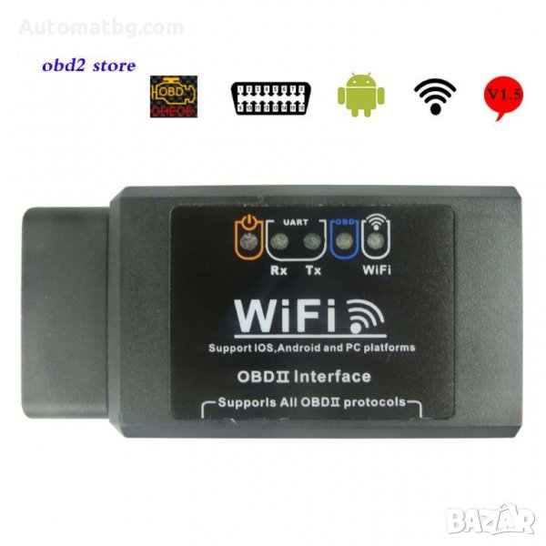 Уред за автомобилна диагностика Automat ELM 327, WIFI, OBD II, 1.5, Bluetooth, черен, снимка 1