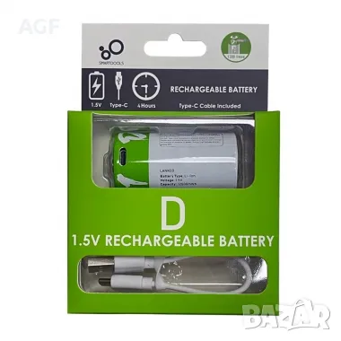 1.5V D Акумулаторна Батерия USB Li-ion Акумулаторни D Батерии LR20, снимка 1