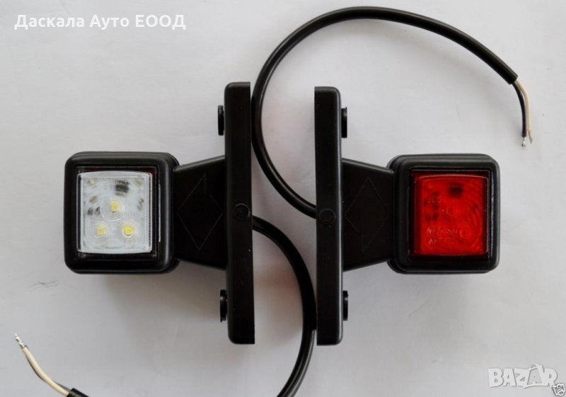 1 бр. ЛЕД LED рогчета квадрат късо червено-бяло 12-24V , Полша , снимка 1