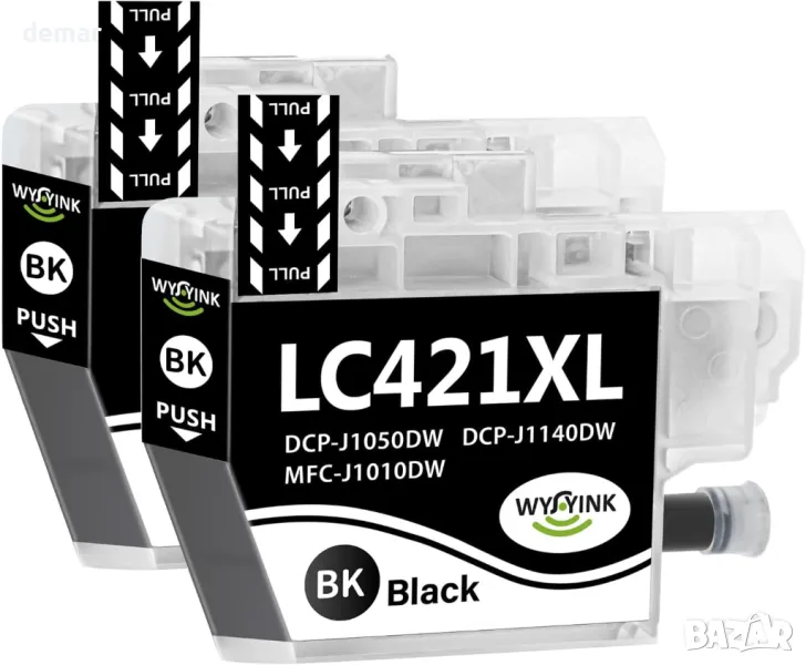 LC421XL Касети с мастило за Brother LC421 XL LC421XL LC421VAL LC421XLVAL - 3 черни, снимка 1