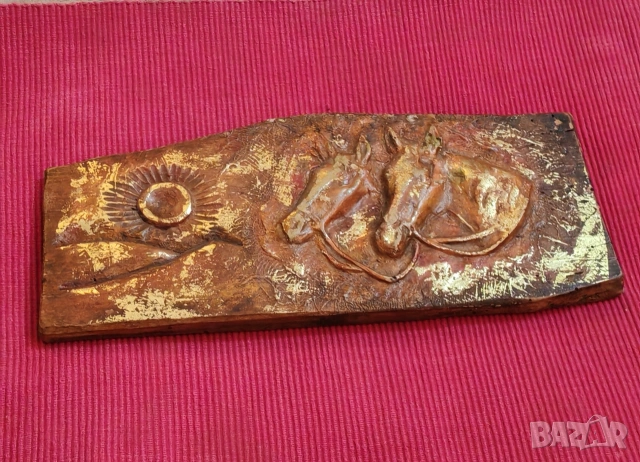 Авторска картина, дърворезба върху стара дъска. , снимка 2 - Картини - 53205259