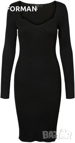 Черна рокля от еластично фино плетиво, снимка 2 - Рокли - 53125435