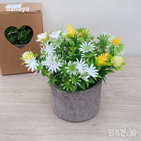 3487 Изкуствено цвете в кашпа, 13 см, снимка 2 - Изкуствени цветя - 39583998