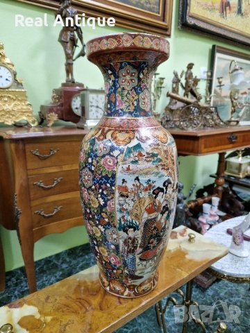 Страхотна голяма антикварна китайска порцеланова ваза Satsuma , снимка 2 - Декорация за дома - 44506401