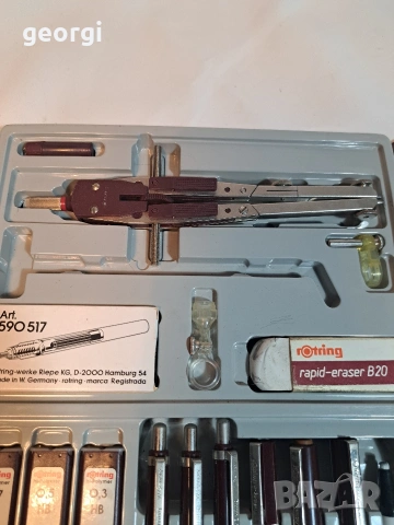 комплект прибори за чертане пергел и рапидографи Rotring HI Tech 33/1, снимка 7 - Други услуги - 53377270