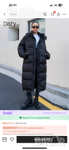 Shein зимно яке L, снимка 2 - Якета - 52878572