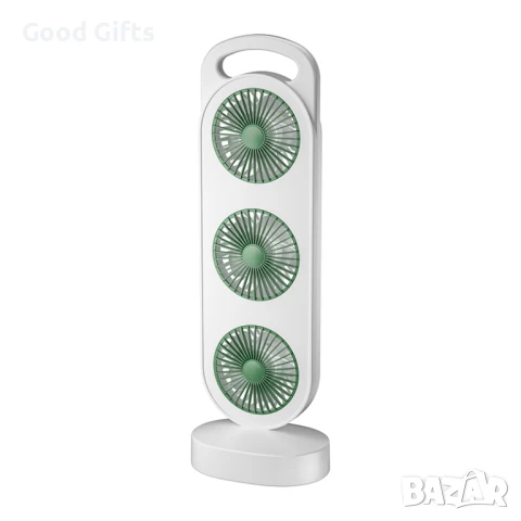 Тройно турбинен настолен вентилатор – компактен, мощен, с дръжка, снимка 2 - Други стоки за дома - 51250546